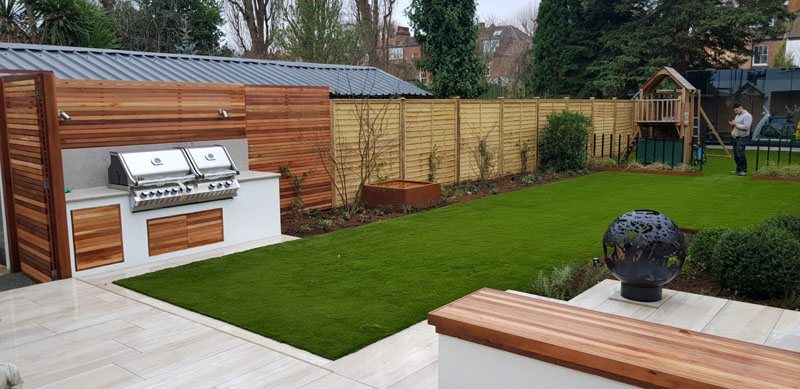 Artificial grass lawn installed by Shoots & Leaves